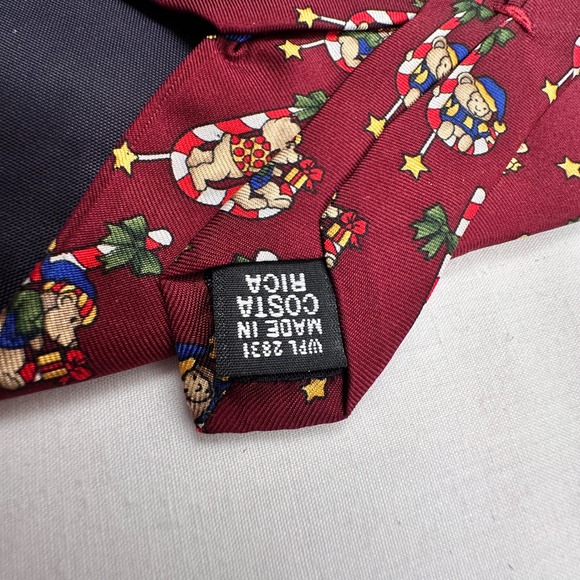 Christmas Tie Necktie Holiday Teddy Bear Candy Cane Silk by Croft and‎ Barrow - Picture 9 of 10